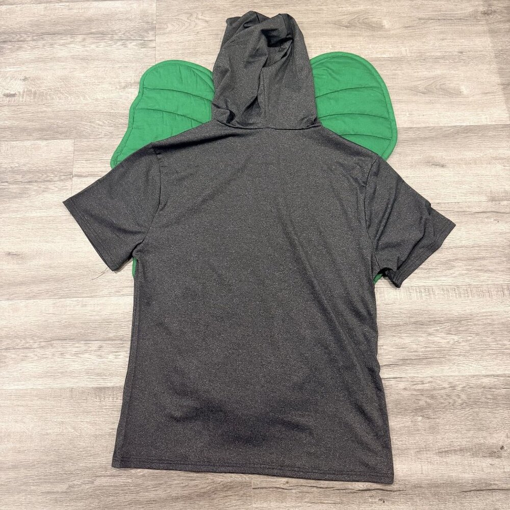 Coofandy Mens Large Dark Gray Short Sleeve Hooded Athletic Active Shirt - Picture 2 of 3